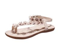 POIUIYQA Sandalen Damen Sommer Elegant Zehentrenner Bequeme Sommerschuhe Flache OrthopäDische-Sandalen Mit Fussbett - Atmungsaktive Slingback Sandaletten FüR Strandurlaub, Freizeit