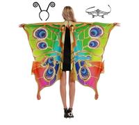 POIUIYQA Schmetterling Kostüm Damen,Karneval Kostüm,Schmetterling Umhang,halloween kostüm damen,Fasching Kostüm Mit Maske Stirnband,Fee Kostüm für Cosplay Karneval Halloween Weihnachte