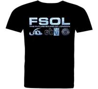 poiuytr Future Sound of London. Silver Logos. Full Cotton T Shirt. Black XL
