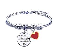 POIUYTRE Bracelet Infirmière La Meilleure du Monde - Cadeau Personnalisé pour Femme Médecin - Bijou en Métal