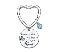 POIUYTRE Cadeau Fete des Grand mere Porte-clés Mamie - La Meilleure Mamie du Monde Je t'aime pour toujours - Fete des Grand mere Porte Clefs Mamie Cadeau Anniversaire Femme Cadeau Noel Mamie (3)