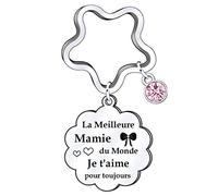 POIUYTRE Cadeau Fete des Grand mere Porte-clés Mamie - La Meilleure Mamie du Monde Je t'aime pour toujours - Fete des Grand mere Porte Clefs Mamie Cadeau Anniversaire Femme Cadeau Noel Mamie (1)