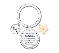POIUYTRE Cadeau Maman Porte-Clefs Maman Cadeau Fête des Mères Cadeau pour Maman (6) Argent