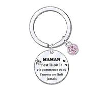 POIUYTRE Cadeau Maman Porte-Clefs Maman Cadeau Fête des Mères Cadeau pour Maman Argent (1)