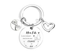 POIUYTRE Cadeau Porte clef Mon Fils Je t’Aime Humour Porte-clés Amour Idée Cadeau Original pour Fils Enfant Famille pour Anniversaire Noël Déclaration Mère Père (2)