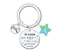 POIUYTRE Porte-Clés Cadeau pour Fils - Je T'aime Mon Fils - Idée Cadeau d'Anniversaire ou Noël Personnalisé (2)