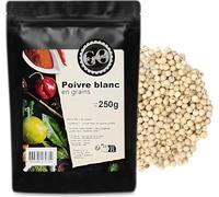 Poivre blanc en grains 250 g - LA PLANTIGO Un choix savoureux, Poivre blanc entier, grains de poivre blanc 100% naturel, sans additifs, vegan, poivre blanc