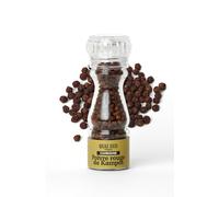 Poivre Rouge de Kampot - Saveur Fruitée, Gourmande & Intensément Aromatique | Idéal pour Viandes Grillées, Volailles, Poissons & Plats Végétariens | 60g | Moulin Rechargeable | Quai Sud