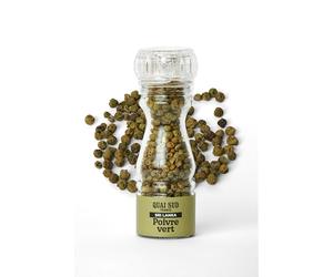 Poivre Vert du Sri Lanka en Moulin - Saveur Fraîche, Herbacé & Piquant doux | Idéal pour Viandes Blanches/Rouges, Poissons, Fraises & Mangues | 25 g | Moulin Rechargeable| Quai Sud