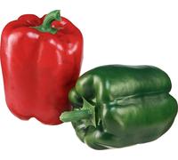 Poivron Déco Rouge Vert Artificiel Décoration Filet Ø8cm H11,5cm 4pcs