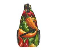 Poivrons Rouges, Jaunes Et Verts Sac Banane Pratique Sling Bag Décontracté Sac Poitrine pour Cyclisme Homme Femme