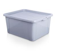 Pojemnik de rangement en plastique - VILDE - 20L - 40x33x20 cm - Gris clair - Couvercle sécurisé - Empilable