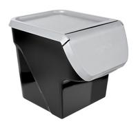 Vilde Boîte de rangement pour légumes, fruits, oignons, pommes de terre, ail avec rabat, convient pour aliments, 13 l, fabriqué dans l’UE (noir/gris)