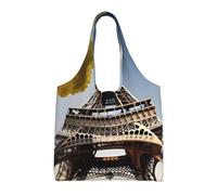 pojknbv Cityscape Paris Tour Eiffel Sac fourre-tout en toile réutilisable Taille XL