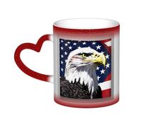 pojknbv Mug en céramique sensible à la chaleur avec drapeau aigle à tête blanche et ciel étoilé