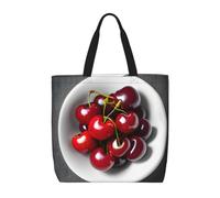 pojknbv Sac de rangement extra large léger et réutilisable avec imprimé cerises fraîches pour le shopping, les voyages, la plage