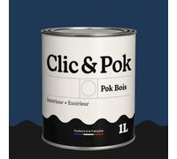 POK BOIS Peinture Bois Extérieur Intérieur - Satinée, Résistante Intempéries UV, Multisupport - 1L - RAL 5003 Bleu saphir