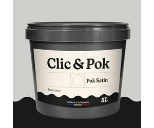 POK SATIN Peinture Mur Plafond - Intérieure Satinée, Lessivable, Multisupport - Galet Gris 50m² - 5L