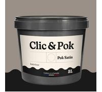 POK SATIN Peinture Mur Plafond - Intérieure Satinée, Lessivable, Multisupport - Taupe Chocolatée - 5L