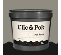 POK SATIN Peinture Mur Plafond - Intérieure Satinée, Lessivable, Multisupport - Taupe Grisée 50m² - 5L