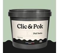 POK SATIN Peinture Mur Plafond - Intérieure Satinée, Lessivable, Multisupport - Vert Bord de Mer 50m² - 5L