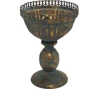 Pokalvase Metall Deko Antik Gold Grau Ø15,5cm H22cm Vase Vintage
