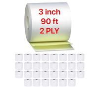 Pokanic Lot de 30 rouleaux de papier autocopiant blanc canari 7,6 cm x 22,9 m 2 plis pour imprimante de reçus de cuisine, caisse, compatible avec les imprimantes Clover, Epson SNBC Star Sam4s, Ellix
