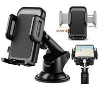 Pokanic Support de téléphone portable de voiture réglable rotatif à 360°, support à trois poignées latérales, pince à une touche, compatible avec iPhone Galaxy Note Pixel universel (support de tableau