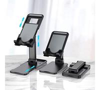 Pokanic Support de téléphone portable et tablette entièrement pliable - Station de charge pour bureau, école, cuisine, voyage - Réglable - Plusieurs angles - Antidérapant, durable et stable - Noir