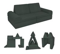 POKAR Canapé Enfant Convertible Velours Côtelé | Canapé Modulable Enfant en Mousse | Possibilités de Jeux Infinies pour Chambre d'enfant | Certifié Oeko-TEX | Vert Forêt