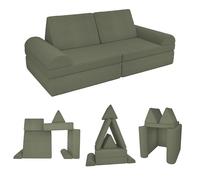 POKAR Canapé Enfant Convertible Velours Côtelé | Canapé Modulable Enfant en Mousse | Possibilités de Jeux Infinies pour Chambre d'enfant | Certifié Oeko-TEX | Pois de Printemps