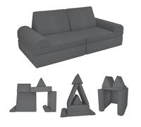 POKAR Canapé Enfant Convertible Velours Côtelé | Canapé Modulable Enfant en Mousse | Possibilités de Jeux Infinies pour Chambre d'enfant | Certifié Oeko-TEX | Galet Nocturne