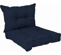 POKAR Coussin d'assise Lounge Coussin d'assise pour chaise, Couleur:Bleu foncé, Taille:Set de 2 (40x40 + 50x40)
