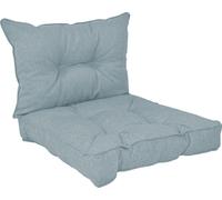 POKAR Coussin d'assise Lounge Coussin d'assise pour chaise, Couleur:Bleu, Taille:Lot de 2 (50x50 + 50x40)