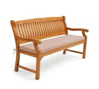 POKAR Coussin de Banc 150x50 cm | Housse Amovible et Liens Antidérapants | Galette d'Assise pour Banc de Jardin, Balancelle et Chaise | Intérieur et Extérieur | Oeko-TEX | Fabriqué en UE | Beige