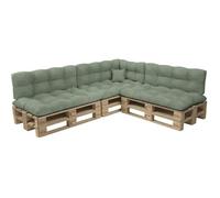 POKAR Set de 8 Coussins Matelassé pour Palettes Euro: 3X Assise 120x80cm + 3X Dossier 120x40cm + 1x Dossier 60x40cm + 1x Coussin 40x40cm, Canapé de Jardin, sans Palette,Vert