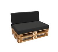 POKAR Coussin pour palette Coussins de palette avec housse amovible Canapé de palette, Taille:Set coussin d'assise 120x80 + coussin de dossier 120x40, Couleur:Anthracite - imperméable