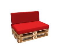 POKAR Coussin pour palette Coussins de palette avec housse amovible Canapé de palette, Taille:Set coussin d'assise 120x80 + coussin de dossier 120x40, Couleur:Rouge - Imperméable