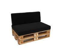 POKAR Coussin pour palette Coussins de palette avec housse amovible Canapé de palette, Taille:Set coussin d'assise 120x80 + coussin de dossier 120x40, Couleur:Noir - Imperméable