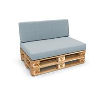 POKAR Coussin pour palette Coussins de palette avec housse amovible Canapé de palette, Taille:Set coussin d'assise 120x80 + coussin de dossier 120x40, Couleur:Bleu