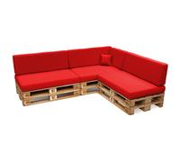 POKAR Coussin pour palette Coussins de palette avec housse amovible Canapé de palette, Taille:Set de 8, Couleur:Rouge - Imperméable