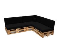 POKAR Coussin pour palette Coussins de palette avec housse amovible Canapé de palette, Taille:Set de 8, Couleur:Noir - Imperméable