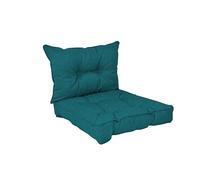 POKAR Coussins de Jardin Extérieur Coussin Chaise Galette de Chaise, 1 Lot de 2 (1x Coussin d'assise 50x50x10 cm + 1x Coussin Dossier 50x40x10 cm), Vert Foncé
