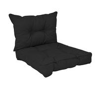POKAR Coussins de Jardin Extérieur Coussin Chaise Galette de Chaise, 1 Lot de 2 (1x Coussin d'assise 70x70x10 cm + 1x Coussin Dossier 70x40x10 cm), Noir