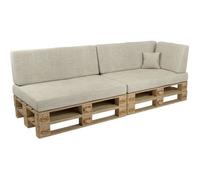 POKAR Coussins pour palettes - Set de 6 pièces - Beige - Assise 120x80cm + Dossier 120x40cm - Intérieur/Extérieur