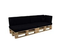POKAR Set de 6 Coussins pour Palettes Euro: 2X Assise 120x80cm + 2X Dossier 120x40cm + 1x Dossier 60x40cm + 1x Coussin 40x40cm, Canapé de Jardin, Intérieur et Extérieur, sans Palette, Noir