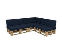 POKAR Set de 8 Coussins pour Palettes Euro: 3X Assise 120x80cm + 3X Dossier 120x40cm + 1x Dossier 60x40cm + 1x Coussin 40x40cm, Canapé de Jardin, Intérieur et Extérieur, sans Palette, Bleu foncé