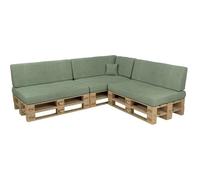 POKAR Set de 8 Coussins pour Palettes Euro: 3X Assise 120x80cm + 3X Dossier 120x40cm + 1x Dossier 60x40cm + 1x Coussin 40x40cm, Canapé de Jardin, Intérieur et Extérieur, sans Palette, Vert