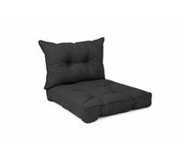POKAR Lot de 2 Coussins de Jardin 1x Assise 40x40x10 cm + 1x Dossier 50x40x10 cm | Imperméable et Déperlant | Set de Coussins pour Chaise, Fauteuil Rotin et Salon de Jardin | Made in EU | Anthracite