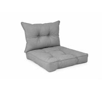 POKAR Lot de 2 Coussins de Jardin 1x Assise 40x40x10 cm + 1x Dossier 50x40x10 cm | Imperméable et Déperlant | Set de Coussins pour Chaise, Fauteuil Rotin et Salon de Jardin | Made in EU | Gris